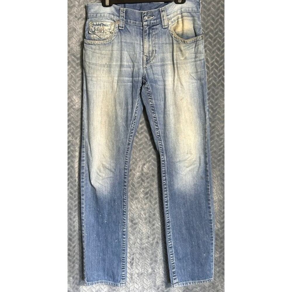 True Religion Slim Flap Straight Leg Jeans 31 x 33  Distressed Faded